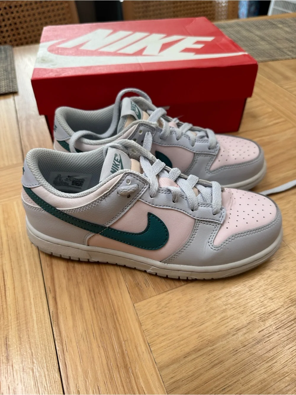 Nike Kids Dunk Low - Football Grey & Mineral Teal